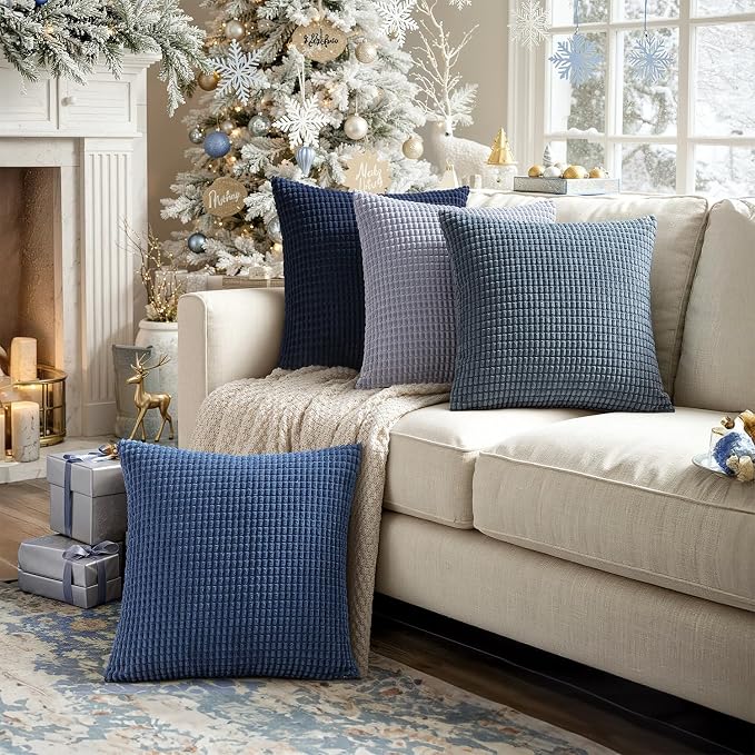 MIULEE Blue Decorative Pillow Covers 18x18 Inch Set of 4 Boho Western Farmhouse - Image 7
