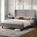 HOWE Queen Size Bed Frame with 50.8" Tall Wingback Headboard, Modern Corduroy by HOWE