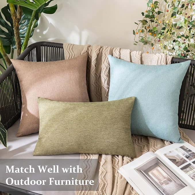 MIULEE Pack of 2 Decorative Outdoor Solid Waterproof Throw Pillow Covers Euro - Image 3