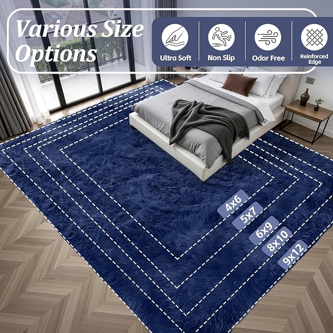Fluffy Area Rugs 9x12 Living Room Bedroom: Ultra Soft Shag Rug Upgrade Non-Slip - Image 9