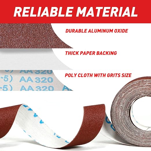 Emery Cloth Roll, 60 Grit Sandpaper Roll, Wet and Dry Emory Cloths - Image 2