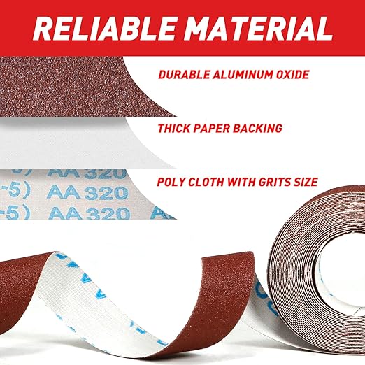 Emery Cloth Roll, 120 Grit Sandpaper Roll, Wet and Dry Emory Cloths - Image 2