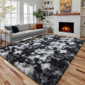 PAGISOFE Black White Rugs for Living Room 6x9, Shag Fuzzy Fluffy Rugs for by PAGISOFE