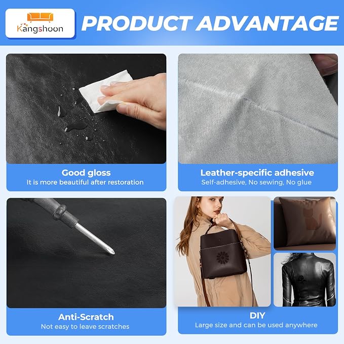 Leather Repair Patches, 3.5X79 Inch Self-Adhesive Leather Repair Tape, Stretch - Image 3