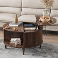 Round Coffee Table with Storage, Fluted Lift Top Coffee Table by FnelHomeFurniture