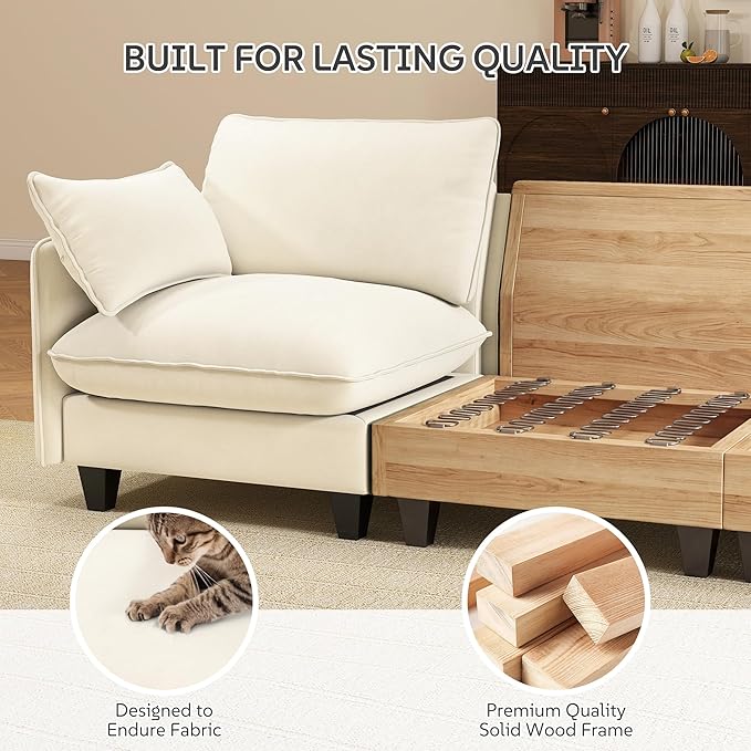 Ihanherry 139" U-Shaped Modular Sectional Couch, Oversized Cloud Sofa - Image 7