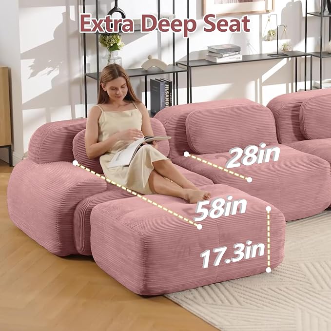 Boneless Sectional Couch, No Assembly Required, 152.7” Modular Cloud Sofa - Image 5