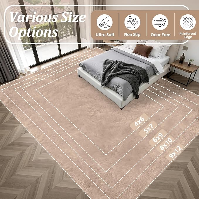 Fluffy 4x6 Area Rugs for Living Room Bedroom: Ultra Soft Shag Rug Non-Slip - Image 9