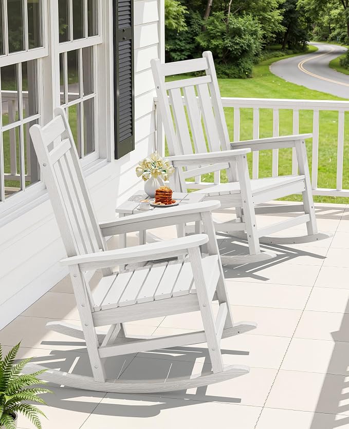KINGYES Oversized Outdoor Rocking Chair Set of 6, All-Weather Patio Rocking - Image 2