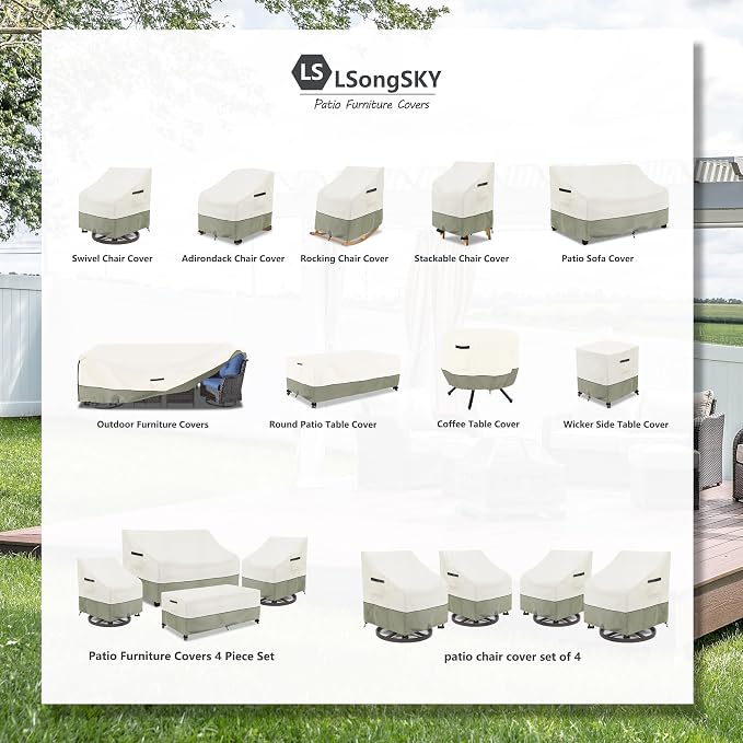 Patio 3-Seater Sofa Cover, Outdoor Couch Cover Fits up to 76W x 32.5D x 33H - Image 2