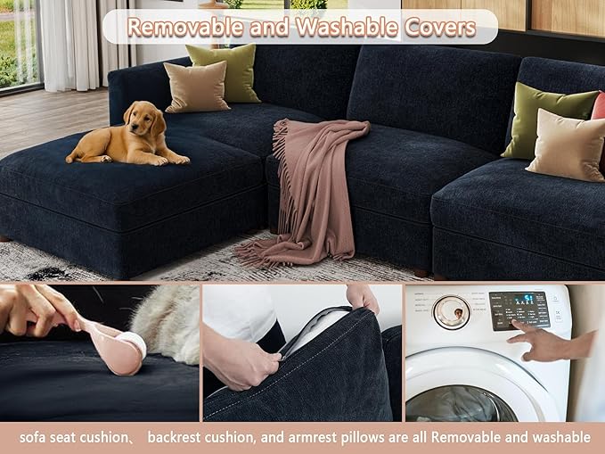EASE MOOSE Modern 3 Seat Sectional Modular Sofa, FSC Certified Chenille Comfty - Image 7