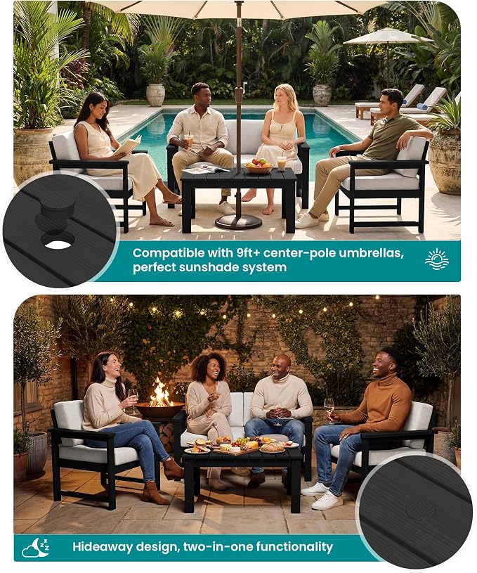 SERWALL Black HDPE Outdoor Loveseat - Image 3