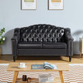LEVNARY Chesterfield Loveseat Leather, Upholstered Sofa by LEVNARY