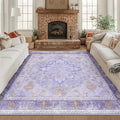 RELEANY Area Rugs Square 8ft Washable Non-Slip, Floral Vintage Distress Print by RELEANY
