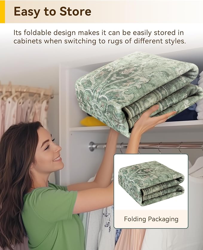 RELEANY Area Rugs 7'x10' Washable Non-Slip, Floral Vintage Distress Print - Image 7