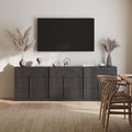 BELLEZE Sideboard Cabinet with 3 Drawers, Large Fluted Sideboard with Storage by BELLEZE