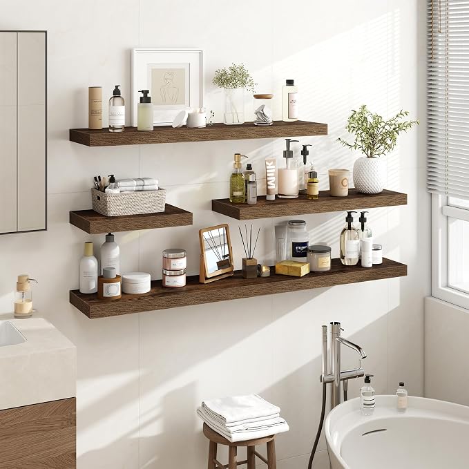 Acovy 48 Inch Floating Shelves, Wooden Shelves - Image 2