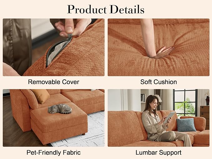 Oversized Modular Sectional Sofa, Solid Wood Frame, Removable Washable Cover - Image 7