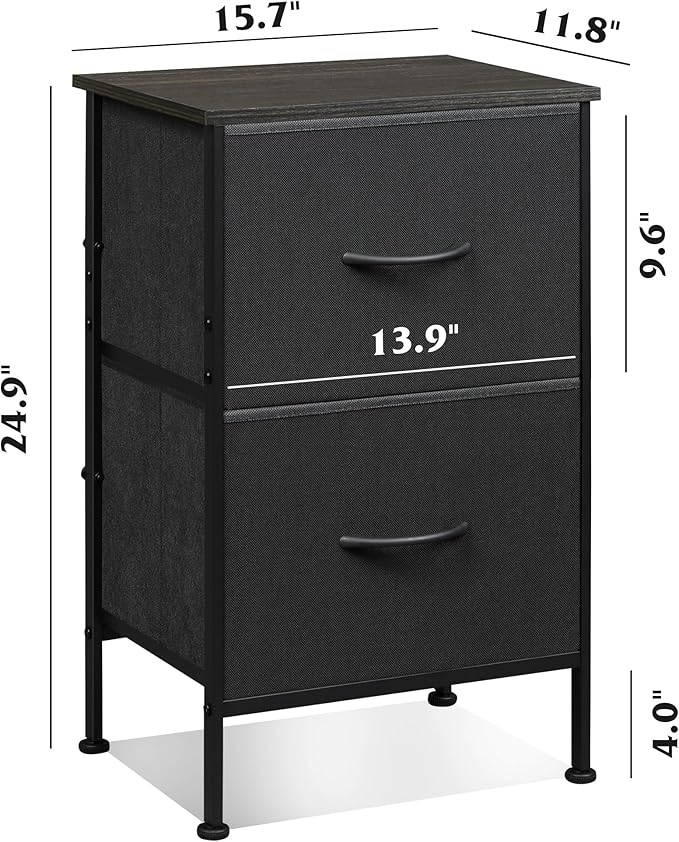 WLIVE Nightstand Set of 2, 2 Drawer Dresser - Image 3