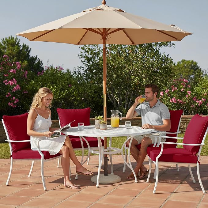 Summsun Outdoor Chair Cushions Set of 4, Waterproof Back Pillow and Seat - Image 2