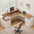 YOMILUVE 63" Farmhouse L Shaped Executive Desk by YomiluveDesign