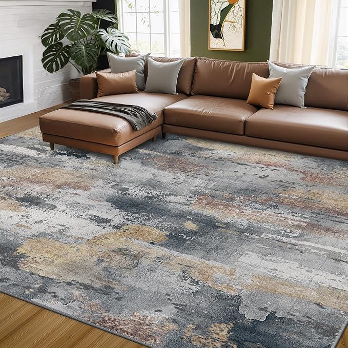 RELEANY Washable Area Rugs 5'x7' Non-Slip Modern Abstract Soft by RELEANY