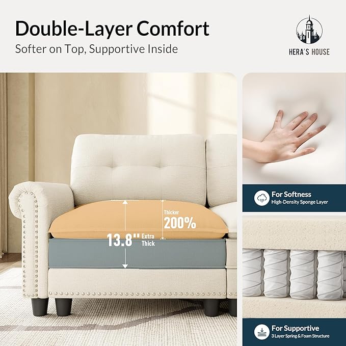 HERA'S HOUSE 3 Pieces Modular Sectional Sofa Sets, Oversized Couch Set - Image 4