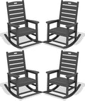SERWALL Outdoor Rocking Chair Set of 4, Oversized HDPE Patio Rocking Chair by SERWALL