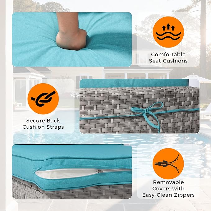 6-Seat Modern Outdoor Wicker Rattan Patio Furniture Set - Image 6
