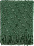 BOURINA Green Throw Blanket 50x60 Inches Throw Textured Solid Soft Sofa Couch by BOURINA