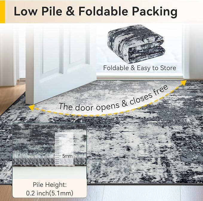 RELEANY Washable Area Rugs 5'x7' Non-Slip Modern Abstract Soft - Image 5