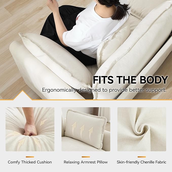 76'' Cloud Deep Seat Loveseat, Upholstered Chenille Modular 2-Seats Sectional - Image 5