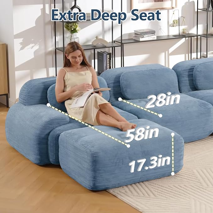 Boneless Sectional Couch, No Assembly Required, 81.8” U Shaped Modular Cloud - Image 5