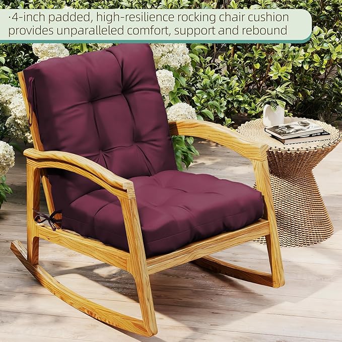 Outdoor Chair Cushions Set of 2, High Back Soft Seat Pad - Image 3