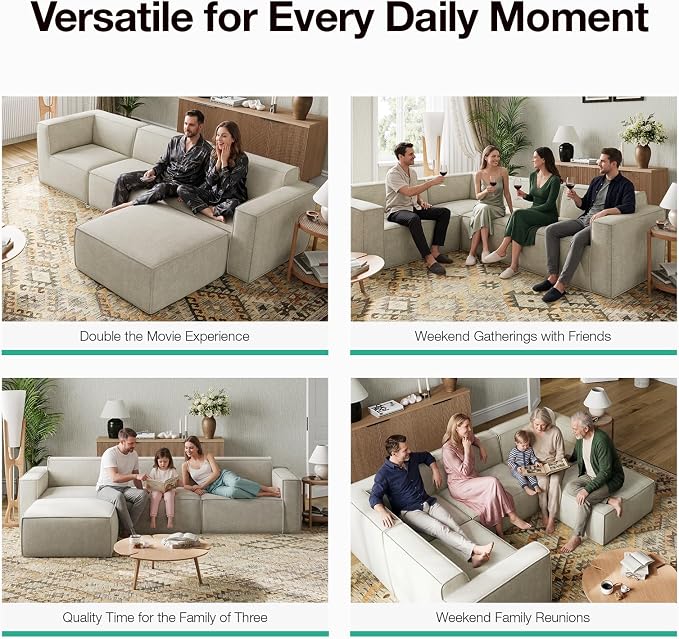 Novilla 84.3" Modular Sectional Sofa, No Assembly Cloud Sectional Couch - Image 11