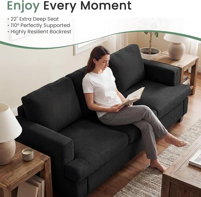 YOUDENOVA 63” Corduroy Loveseat Sofa Couch - Image 3