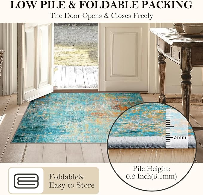 RELEANY Washable Area Rugs 6'x8' Non-Slip Modern Abstract Soft - Image 4