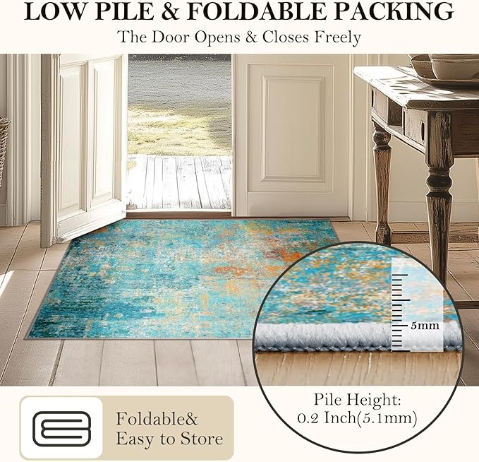 RELEANY Washable Area Rugs 8'x10' Non-Slip Modern Abstract Soft - Image 5