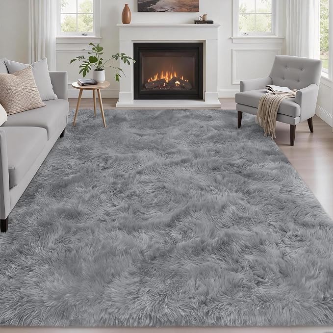 Fluffy 5x7 Area Rugs for Living Room Bedroom: Ultra Soft Shag Rug Non-Slip by Luxturiy