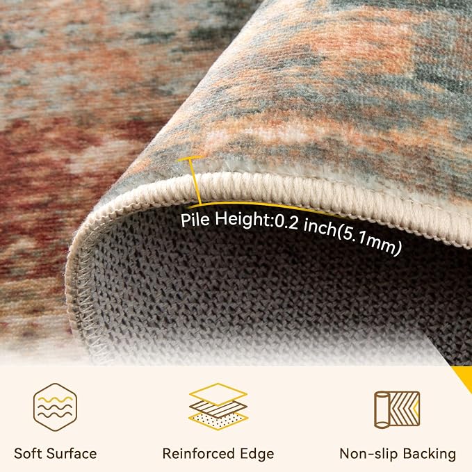 RELEANY Washable Area Rugs 2'x10' Non-Slip Modern Abstract Soft - Image 6