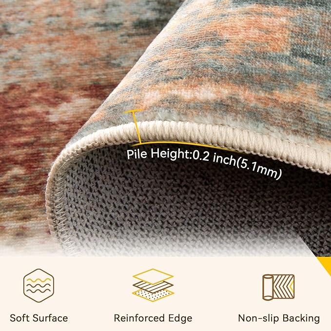 RELEANY Washable Area Rugs 4ft Non-Slip Modern Abstract Soft - Image 4
