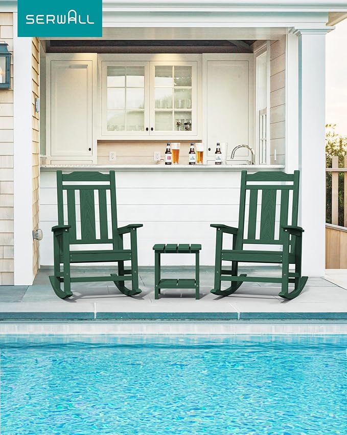 SERWALL HDPE Outdoor Rocking Chair Set of 6, Patio Rocking Chairs Set, Rocking - Image 8