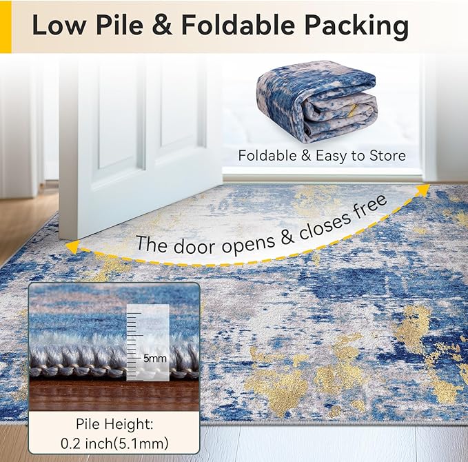 RELEANY Washable Area Rugs 3x4 Non-Slip Modern Abstract Soft - Image 5