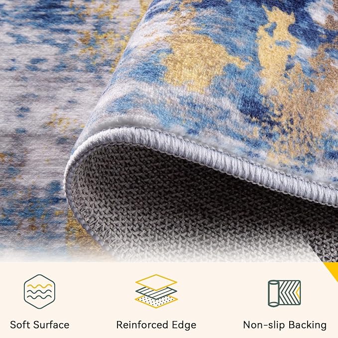 RELEANY Washable Area Rugs 3x7 Non-Slip Modern Abstract Soft - Image 3