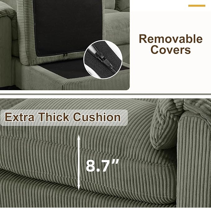 HAOMARKETS Corduroy Sofa Set, Upholstered Armchair and 3-Seater Sofa Sofa Set - Image 5