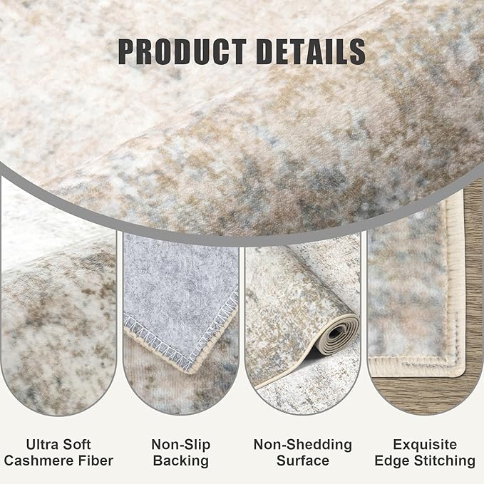 Washable Area Rug 3x8 Entryway Rug: Washable Modern Abstract Soft Thin Rug - Image 6