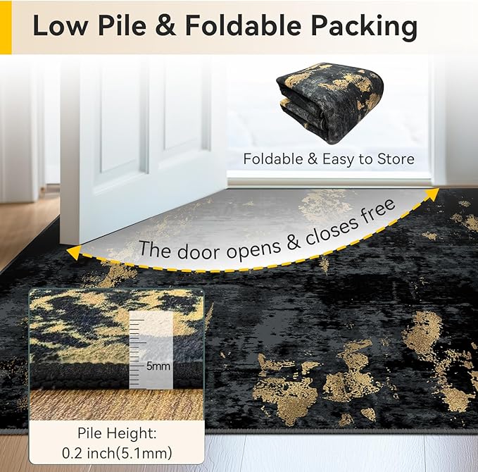 RELEANY Washable Area Rugs Square 6ft Non-Slip Modern Abstract Soft - Image 3
