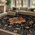 RELEANY Area Rugs 7'x9' Washable Non-Slip, Floral Vintage Distress Print by RELEANY