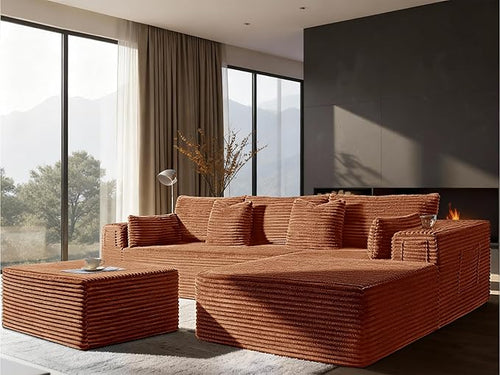 108" Cloud Sectional Couch, Comfort U Shaped Boneless Couch by VYUXWO