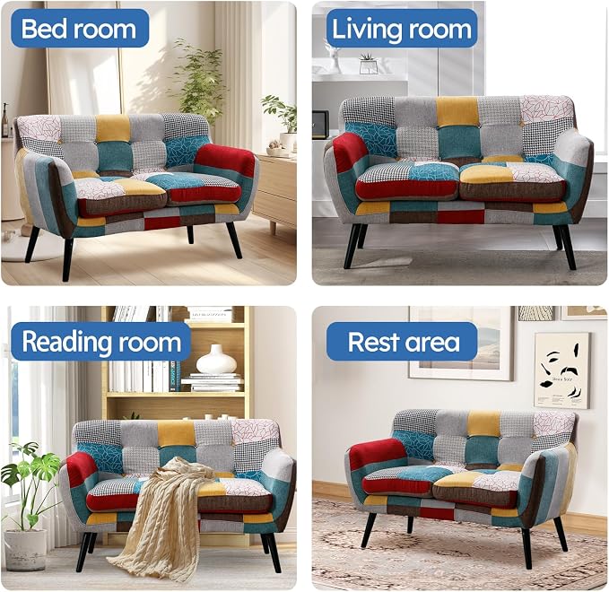 Bonzy Home Modern Colorful 4 Piece Coroful Fabric Sofa Set, Included 2 Accent - Image 7
